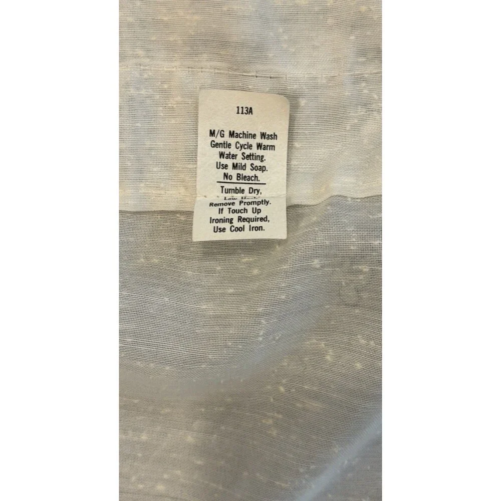Vintage 70’s Curtain Panel (1) Blue Floral Sheer White 60”x84” Retro MCM Cottage